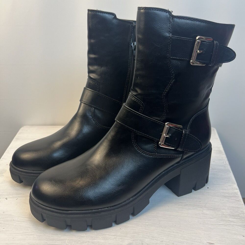 Sun + Stone “Lionell” Moto Booties – Women’s 10M – Black